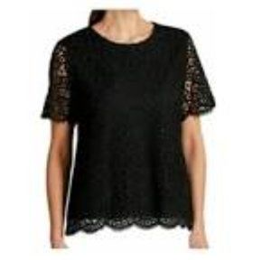 NWT Philosophy Black lace short sleeve top szS